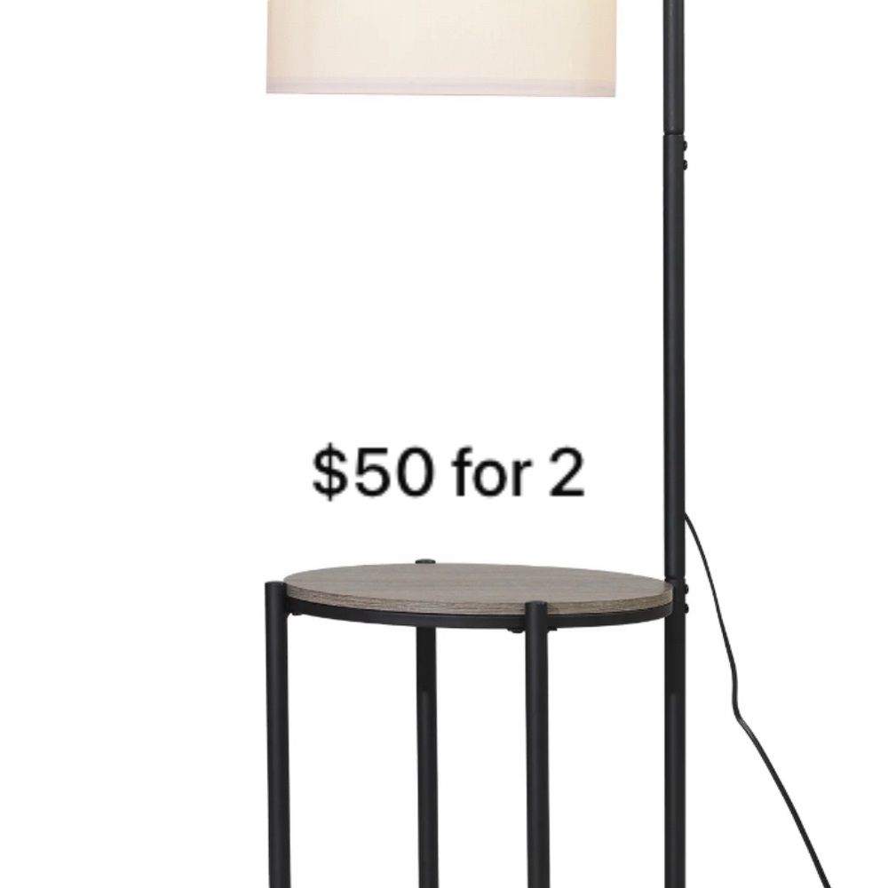 Modern Black Floor Lamp with Cream Shade